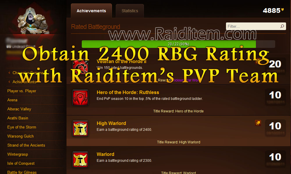 Obtain 2400 Rated Battlegrounds Rating with Raiditem PVP Team.